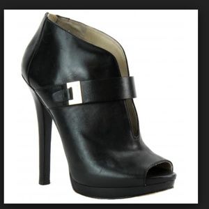 MICHAEL KORS Guiliana Leather Bootie Peep Toe